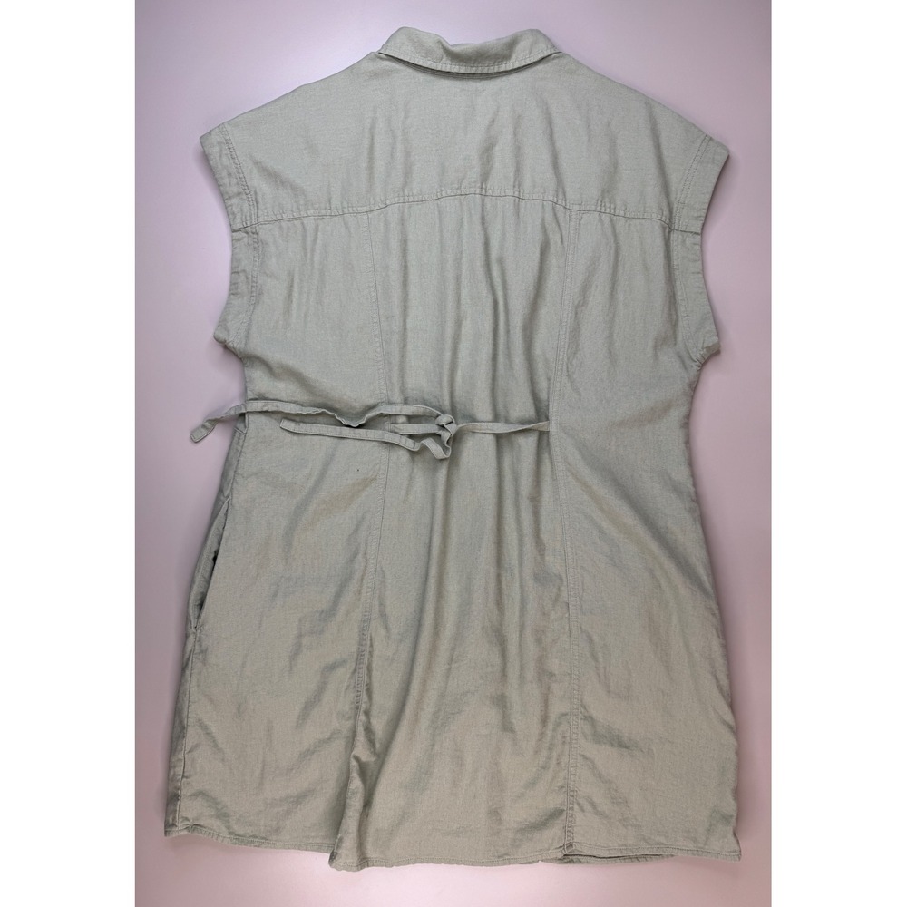 Universal Thread Linen Shirt Dress Womens XXL Olive Green Utility Coastal Boho - Picture 12 of 13